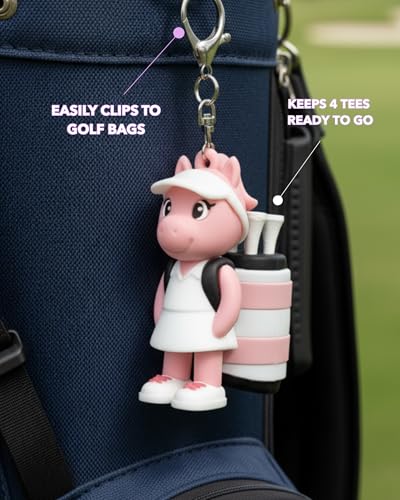 Animal Caddy Golf Tee Holder, Includes 8 Golf Tees, Fun Golf Accessory for Men & Women, Golf Gift - color: Pink, style: Pony Caddy