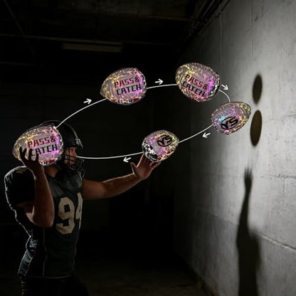 Holographic PassCatch Training Football - Solo Practice Trainer for Passing & Catching, Durable Composite Material with Dazzling Flash-Activated Light Show, - color: Red＆White