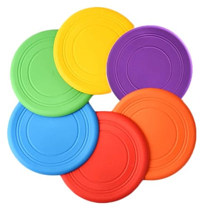Kids Flying Disc Toy Outdoor Playing Lawn Game Disk Flyer for Kindergarten Teaching Soft Silicone Colorful 6 Pack Bulk Set