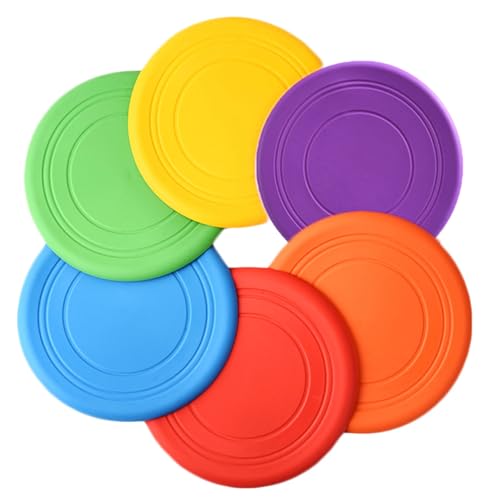 Kids Flying Disc Toy Outdoor Playing Lawn Game Disk Flyer for Kindergarten Teaching Soft Silicone Colorful 6 Pack Bulk Set