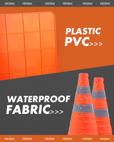 HiGiant [4 Pack] Collapsible Traffic Safety Cones 18 Inch, Orange Pop-up Cones with Reflective Collar, Caution Cones for Road Driving Practice and Parking Lot - size: 18inch