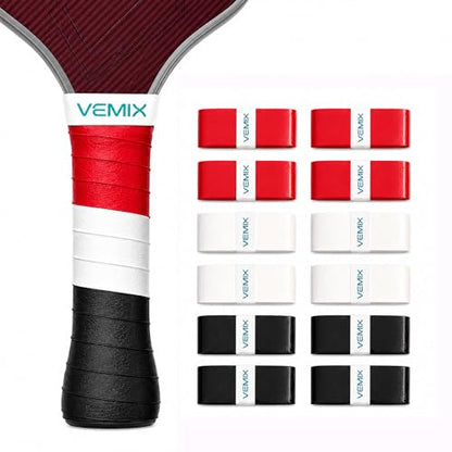 Pickleball Overgrip Tape – Non-Slip Sweat-Absorbing Replacement Grip for Paddle & Tennis Racquet, Soft Cushion Comfort, Multi-Pack Color Options - style: Red 4 + Black 4 + White 4