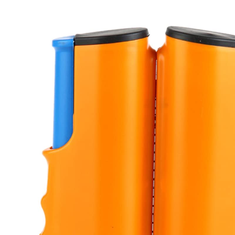Retractable Table Tennis Net Rack with Safety Wavy Edge, Fashionable Portable Table Tennis Ball Net Rack for School and Gym, Essential Table Tennis Supplies - color: Orange Blue