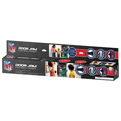 Franklin Sports NFL Mini Football Toss Target Game - NFL Door Jam Football Over the Door Target + (4) Mini Balls Set - 3 Hole Throwing Game for All Ages - Practice Passing + Aim
