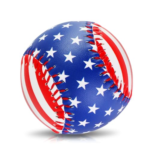 Baseballs PVC 9in Practice Baseball for Training Hitting Lifestyle Decor Ideal Personalized Inspired Gifts for Players Coaches Moms - color: Patriotic Red White Blue