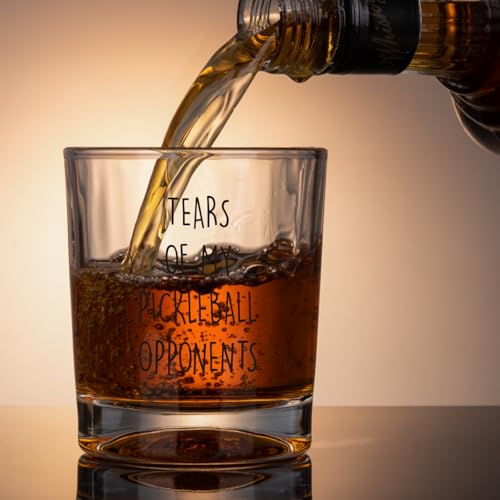 Tears of My Pickleball Opponents Whiskey Glass - Funny Whiskey Gifts for Men, Funny White Elephant Pickleball Gifts Gag Gift Ideas for Men, Christmas Bourbon Glass for Brother Dad Uncle Friends