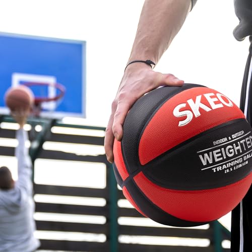 SKEO Weighted Basketball, 2.2/3/3.3LBS 28.5"/29.5" Trainer Heavy Basketballs Made of Composite, Indoor Outdoor Training Ball for Improving Handling Dribbling Rebounding - size: Size 6 Women & Youth -2.2LBS/1KG