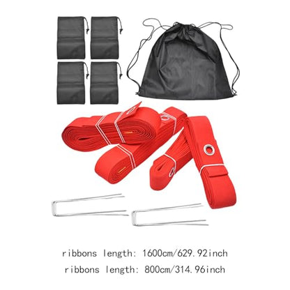 Beach Volleyball Court Boundary Lines Kit Portable with Metal Anchors 52.5 ft and 26.2 ft Line - color: Red