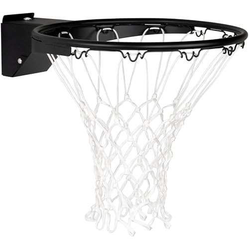 Basketball Rim Replacement, Single-Spring Breakaway Basketball Rim Outdoor Indoor, Universal 18 Inch Heavy Duty Basketball Hoop Rim and Net - color: BLACK, style: HOOKS Basketball Rim