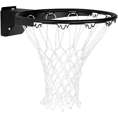 Basketball Rim Replacement, Single-Spring Breakaway Basketball Rim Outdoor Indoor, Universal 18 Inch Heavy Duty Basketball Hoop Rim and Net - color: BLACK, style: HOOKS Basketball Rim