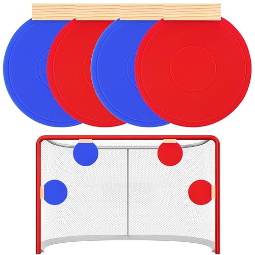 4 Pcs Silicone Hockey Shooting Targets with Durable Magnetic, Lacrosse Goal Targets Discs Ideal Training Equipment for Hockey, Lacrosse, Soccer Accuracy Practice, Red&Blue