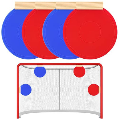 4 Pcs Silicone Hockey Shooting Targets with Durable Magnetic, Lacrosse Goal Targets Discs Ideal Training Equipment for Hockey, Lacrosse, Soccer Accuracy Practice, Red&Blue