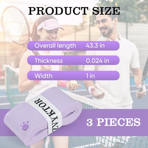 Tennis Racket Grip Tape, Ultra Thin Tacky Tennis Overgrip for Sweat Absorption & Control – Durable Anti-Slip Replacement Grip for Tennis, Badminton & Pickleball (3 Pack) - color: CAT PURPLE