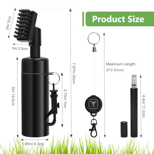4PCS Golf Club Cleaner Brush, Golf Club Brush Groove Cleaner with 4 Ounces Squeeze Bottle and Bristles/Groove Sharpener/Towel/Retractable Key-Ring for Cleaning