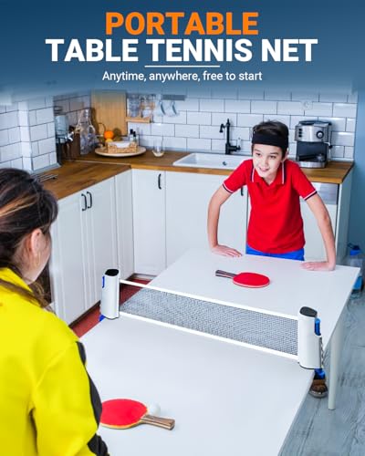 Retractable Ping Pong Net, Upgrade Table Tennis Net Stands Upright Without Sagging, Ping Pong Net for Any Table, Easy to Use and Portable, Play Indoors & Outdoors, Ping Pong Table Net