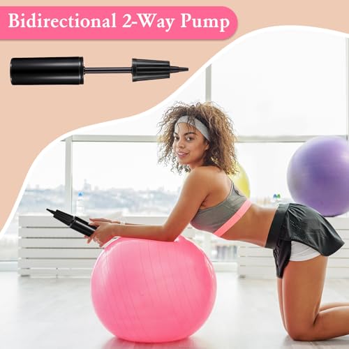 Skylety 13 Pcs Black Exercise Ball Hand Pump Set Fitness Yoga Ball Inflator Pump with 2 Pieces Plug Removers and 10 Pieces Air Plugs Pin Air Stoppers Adapter Kit