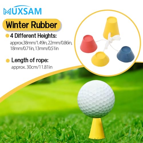Winter Golf Tees, Durable Rubber Golf Tees with 4 Different Heights 38mm 22mm 18mm 12mm for Frosty Days Hard Ground Home Driving Range Mat Training Practice Kits