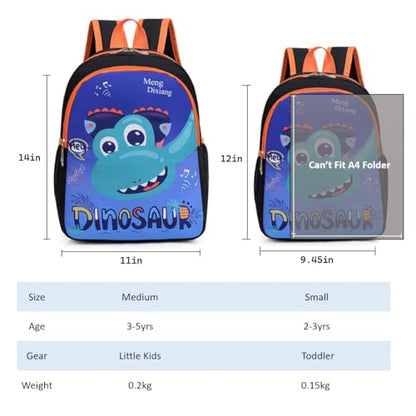 CHERUBIC Kids Toddler Cute Backpack Little Cartoon Travel Lightweight Bag Daypack For 3 Girls Boys (Dinosaur Blue) - color: Dinosaur Blue, size: Small-12"H