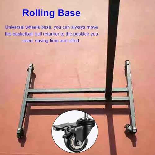 Shot Basketball Returner Rolling Return Net Floor Standing Backboard Rebounder Attachment for Traditional Pole/Wall Mounted Hoops Height Adjustable Shooting Racks