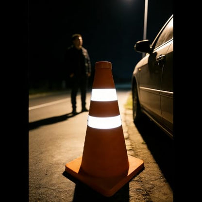 18 Inch,4 Pack, Collapsible Traffic Safety Cones, Orange, Reflective Collar, for Road Safety, Driving Training, Parking Lots (4)