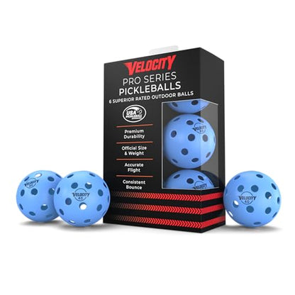 Velocity Premium Pickleballs - USAPA-Certified | 40-Hole Design for Ultimate Outdoor Performance | Official Size & Weight