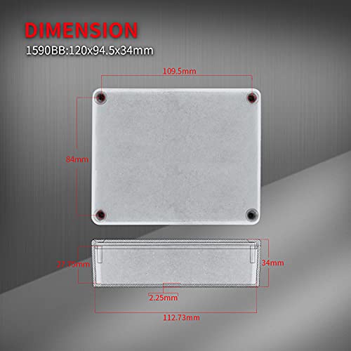 DaierTek 1590BB Aluminum Metal Stomp Box Case Guitar Pedal Enclosure Effect Enclosure Stomp Box Unpainted 120x94.5x34 MM