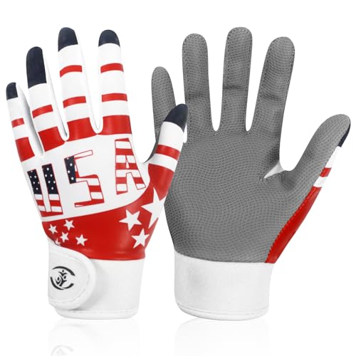Youth Baseball Glove, Batting Gloves Comfortable Fit Breathable Durable Lightweight Design Junior Training Batting - color: White Star, size: XS/S(5.5-6 inch)