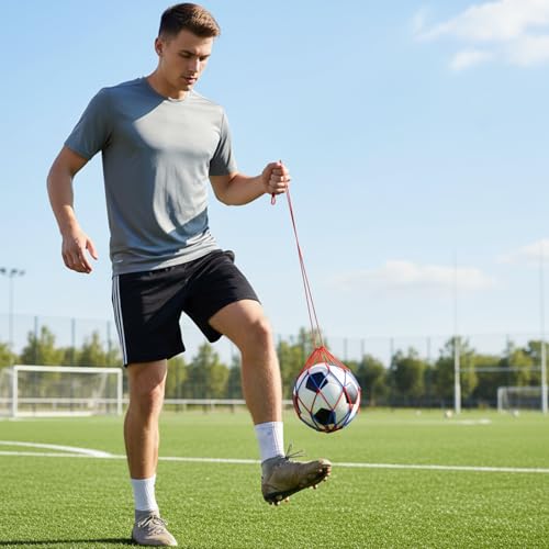 2 Pcs Soccer Kick Trainer, Football Return Net Fits Size 3, 4, 5 Balls Soccer Training Aid Equipment for Throw Solo Juggling Practice