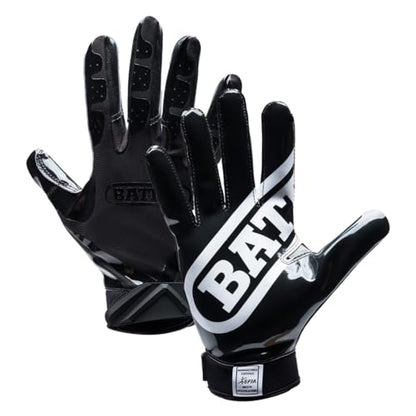 Battle Double Threat Wide Receiver Football Gloves – Ultra Stick Grip, Compression Fit (Runs Tight – Size Up If Between Sizes), Youth & Adult Football Gloves - color: Black, size: Youth X-Large