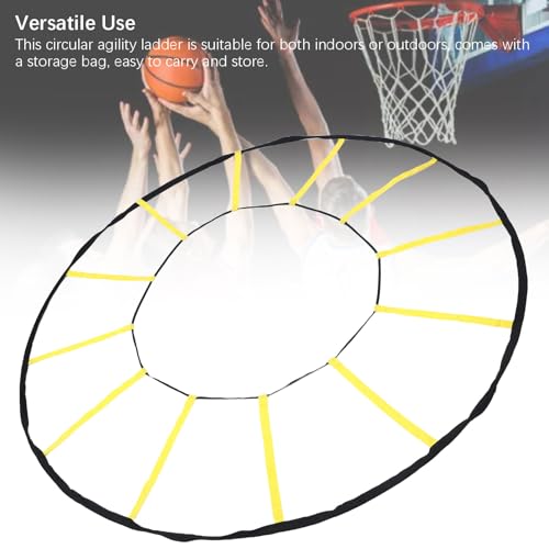 Professional Circular Agility Training Ladder 12 Rungs Heavy Duty Nylon Speed Agility Trainer for Soccer Basketball Football Athletes Indoor Outdoor Sports Equipment with Ca