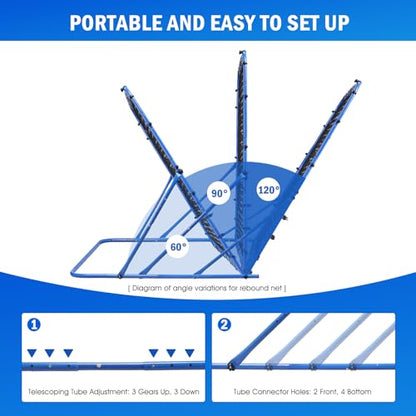 Soccer Baseball Rebounder Net, Soccer Goal Net, Volleyball Softball Rebound Pitchback Net Quick-Switch Angle Training for Control, Passing Practice, Bounce Back Rebounder Goals Gifts Trainer Equipment - size: 6FTx5FT