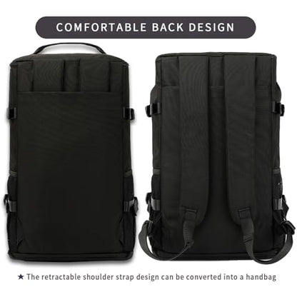Solid color gym duffel bag backpack, wrestling bag,with shoe compartment, 4 kinds of back method waterproof travel sports walking laptop Lightweight (B-Black) - color: B-Black