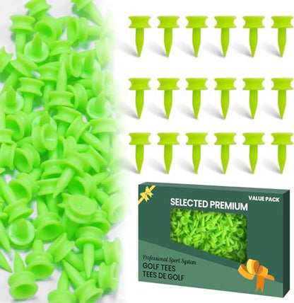 Amy Sport Golf Tees Step Down Plastic Unbreakable 50 Pack Reusable Bulk Professional Height Control Castle Tee for Practice - color: 50 Pack 1 in Green