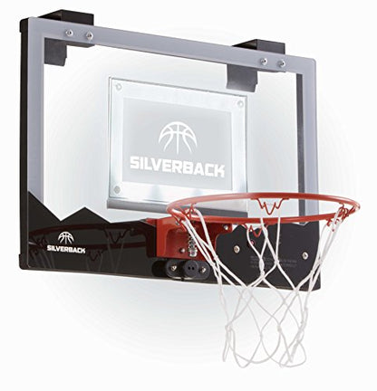 Silverback 23" LED Light-Up Over the Door Mini Basketball Hoop Includes Mini Basketball and Air Pump , Black - color: Black 23"