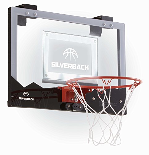 Silverback 23" LED Light-Up Over the Door Mini Basketball Hoop Includes Mini Basketball and Air Pump , Black - color: Black 23"