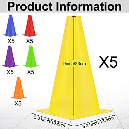 Hoteam 30 Pieces 9 Inch Traffic Cones Plastic Sport Agility Training Safety Cones Soccer Practice Equipment for Basketball Football Drills Exercise, Outdoor Activity and Events