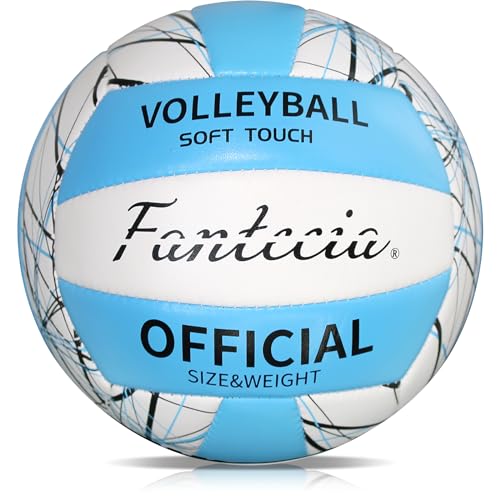 Volleyball Official Size 5 for Outdoor Game Play, Soft Beach Volleyballs for Youth Adults, Beginners Training Lite Volleyball - color: Blue&White