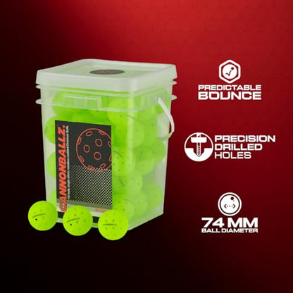 Cannonballz Outdoor Pickleball Balls, Official Ball of the UPL, Durable 40 Hole Seamless, USAPA Approved Tournament Balls for Training and Competition