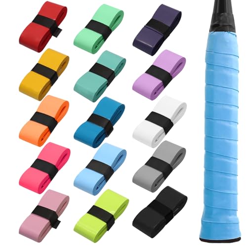 Zorfeter Anti-Slip Tennis Racket Grip Tape, Precut PU Grip Tape Sweat Absorbing Overgrip, Comfortable Handle for Tennis/Badminton/Pickleball/Squash - color: Multicolor-15pcs