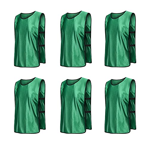 6 Pack Scrimmage Vests/Sport Basketball Pinnies/Soccer Bibs for Kid and Adult - color: Grass Green, size: Medium