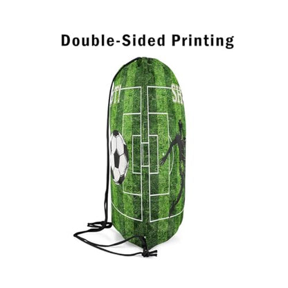 Football Game Drawstring Bag,American Ball Sports Drawstring Backpack,Football Field Draw String Bag Gym Packs Large Capacity - color: Green White