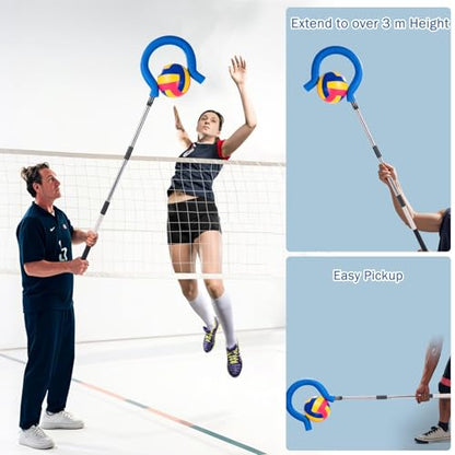 Adjustable Volleyball Spike Trainer with Question Mark Hook, Portable Lightweight Hitting Trainer for Serving, Spiking & Jump Training, Real-Ball Feel, Volleyball Gift for Beginners & Pros (No Ball)