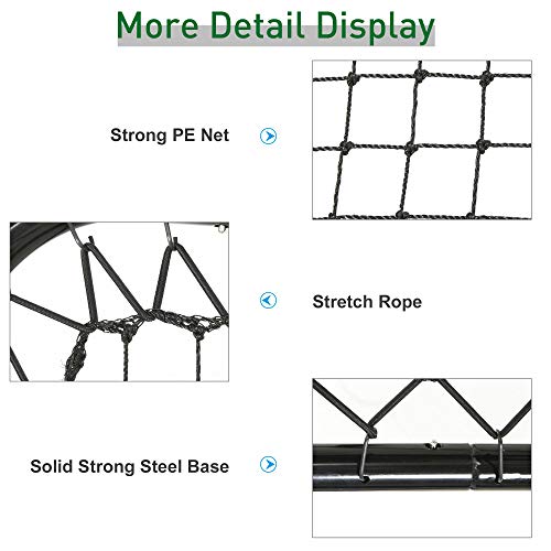 Soozier Soccer Rebounder Net, 3' x 3', Angle Adjustable Portable Training Goal Net with Quick Folding Design, Sturdy Metal Tube