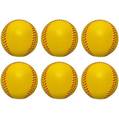 Foam Baseballs Softballs Practice Training Ball for Beginners Hand Exercise Squeeze Ball for Safe Throwing Catching and Batting Practice - color: Yellow 6 PCS foam baseballs