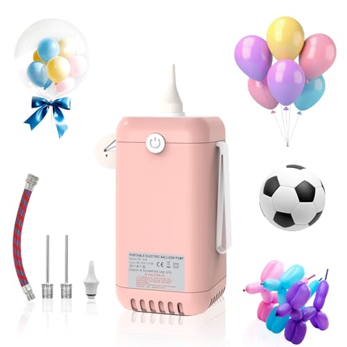 Ball Pump Balloon Pumps Electric, Balloon Pump Portable Long Animal Balloon Pump, Electric Blower Machine Inflator Basketball Pump 260 Balloon Pump for Party/Wedding/Birthday Decorations - color: Light Pink