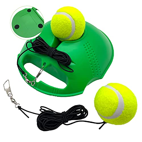 Tennis Trainer Rebound Baseboard Self Training Equipment Rebounder with 2 String Tennis Balls - color: Green