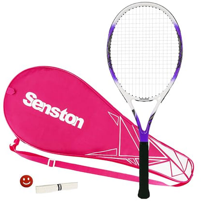 Senston 27 inch Tennis Racket for Adults 1 Pack Tennis Racket Set Tennis Overgrip, Vibration Damper - color: purple