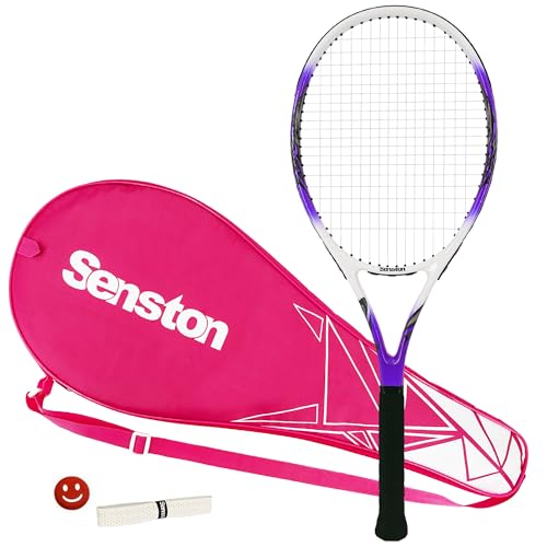 Senston 27 inch Tennis Racket for Adults 1 Pack Tennis Racket Set Tennis Overgrip, Vibration Damper - color: purple