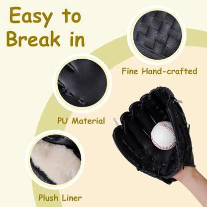 Urby Left Handed Baseball Glove, Left Handed T Ball Glove for Lefty, Left Hand Throw Only. T-Ball & Youth Baseball Gloves. - color: Black, size: 11.5in Age 7-11