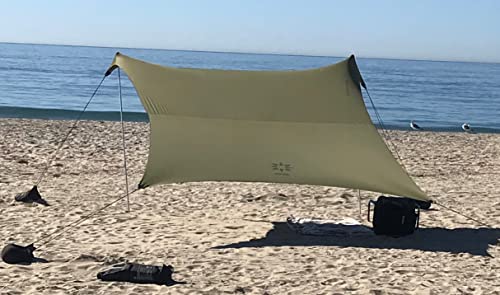 Neso Portable Beach Tent Sun Shelter with Sand Anchor - Lightweight Beach Shade Canopy - Easy Setup for Family Outings - Patented Reinforced Corners - UPF 50+ Sun Protection - 7 x 7ft - Army Green - color: Army Green